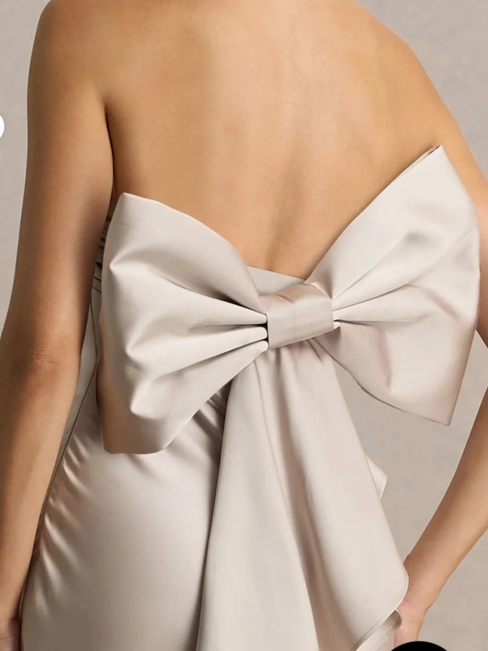 Club L London Champagne Satin Gown With Bow - Picture 4 of 6